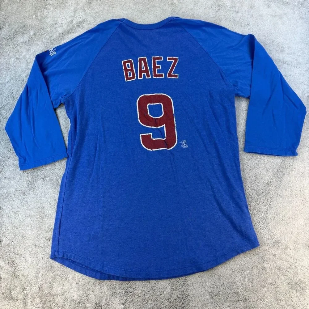 Majestic Threads Chicago Cubs 3/4 Sleeve Raglan Tee Men’s XL Blue Made in USA